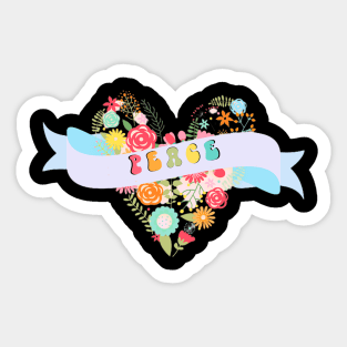 Peace Floral Heart Sticker